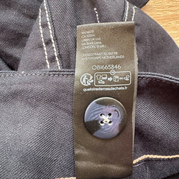 New Anthropologie The Colette Linen Crop Wide-Leg Pants Maeve Navy Contrast 26 - Picture 8 of 12